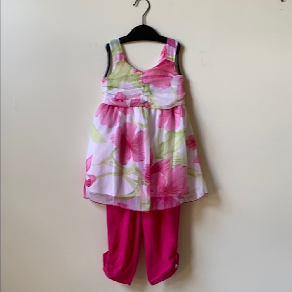 Littoe Potatoes 2pc pink dress & leggings Size 8
